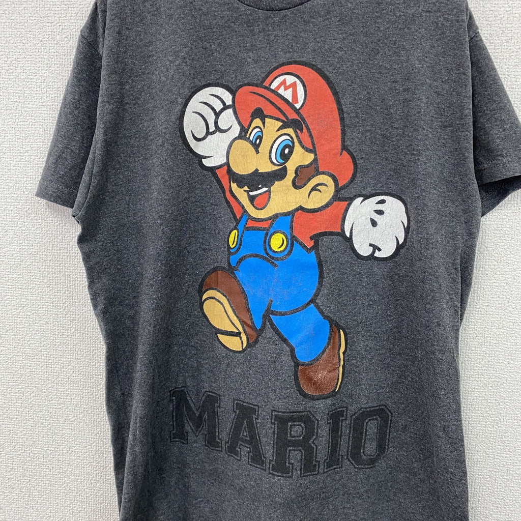MARIO　スーパーマリオブラザーズ　マリオ　半袖プリントTシャツ　ダークグレー　古着