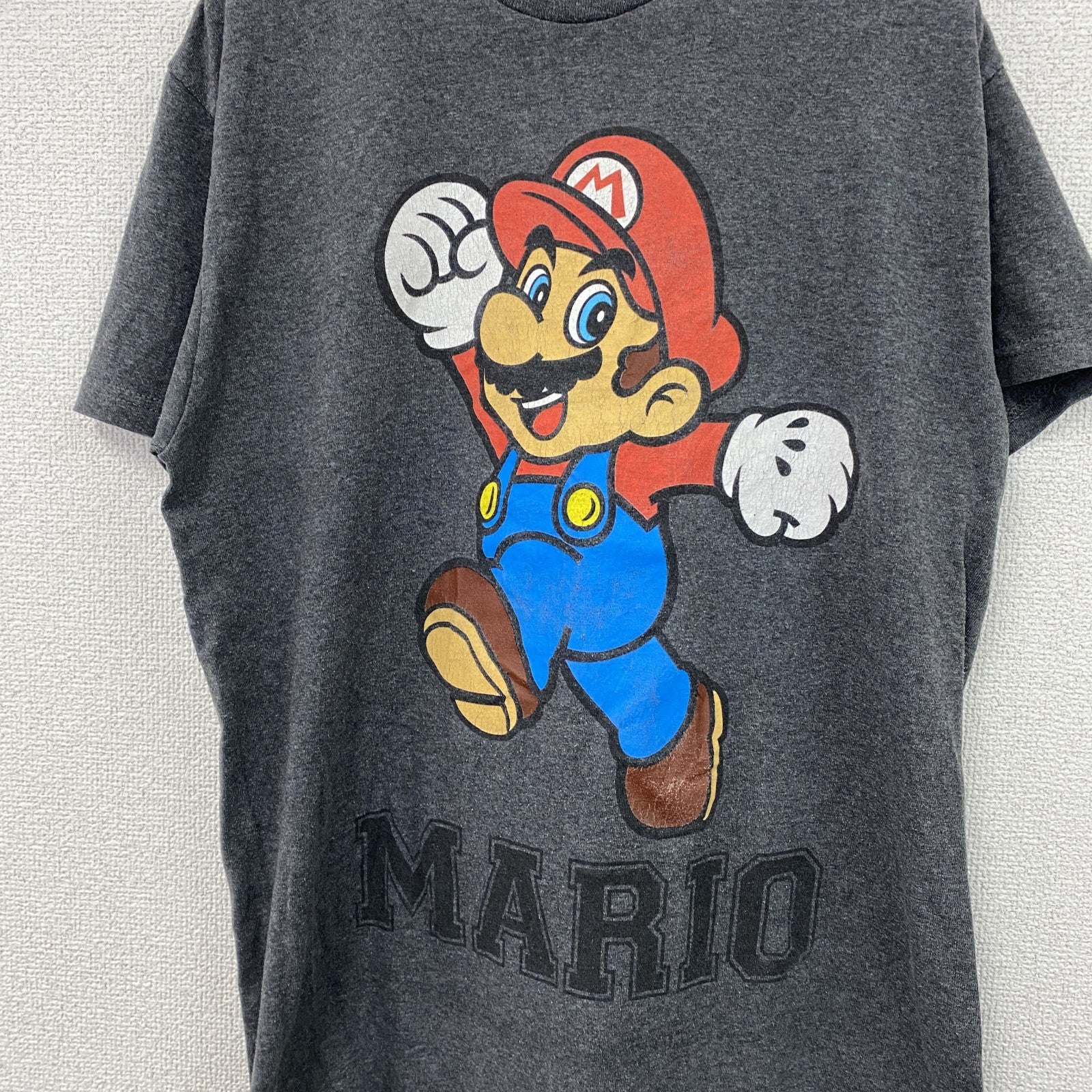 MARIO　スーパーマリオブラザーズ　マリオ　半袖プリントTシャツ　ダークグレー　古着