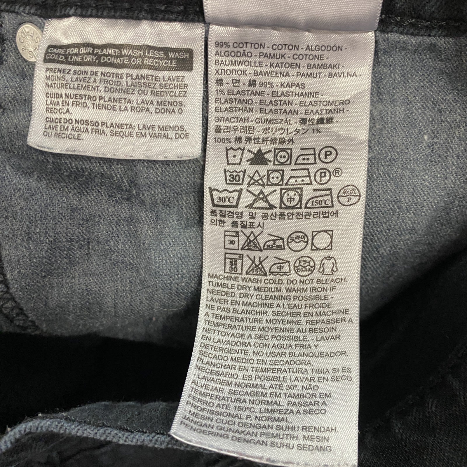 Levi’s　リーバイス　511　ブラックデニムパンツ/ジーンズ　ジップフライ　黒　ブラック　W34サイズ　古着