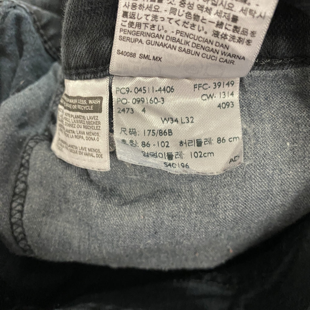 Levi’s　リーバイス　511　ブラックデニムパンツ/ジーンズ　ジップフライ　黒　ブラック　W34サイズ　古着