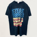 GILDAN　ギルダン　半袖英字プリントTシャツ　STEAK WINES　アメリカ　黒　ブラック　Mサイズ　古着