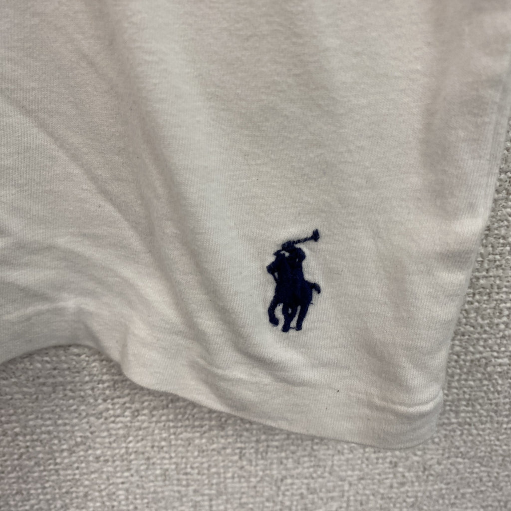 POLO RALPH LAUREN　ラルフローレン　半袖プリントTシャツ　シングルステッチ　刺繍ロゴ　白　ホワイト　Mサイズ　古着