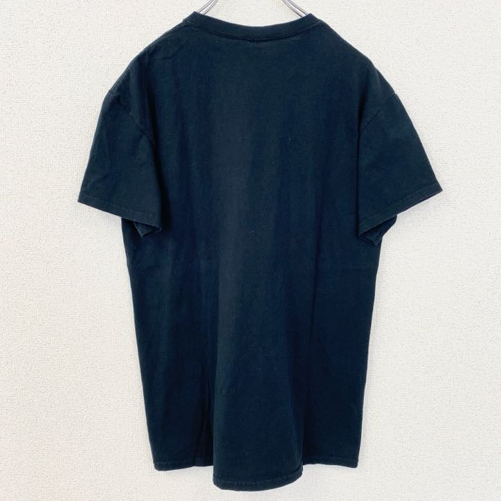 GILDAN　ギルダン　半袖英字プリントTシャツ　STEAK WINES　アメリカ　黒　ブラック　Mサイズ　古着