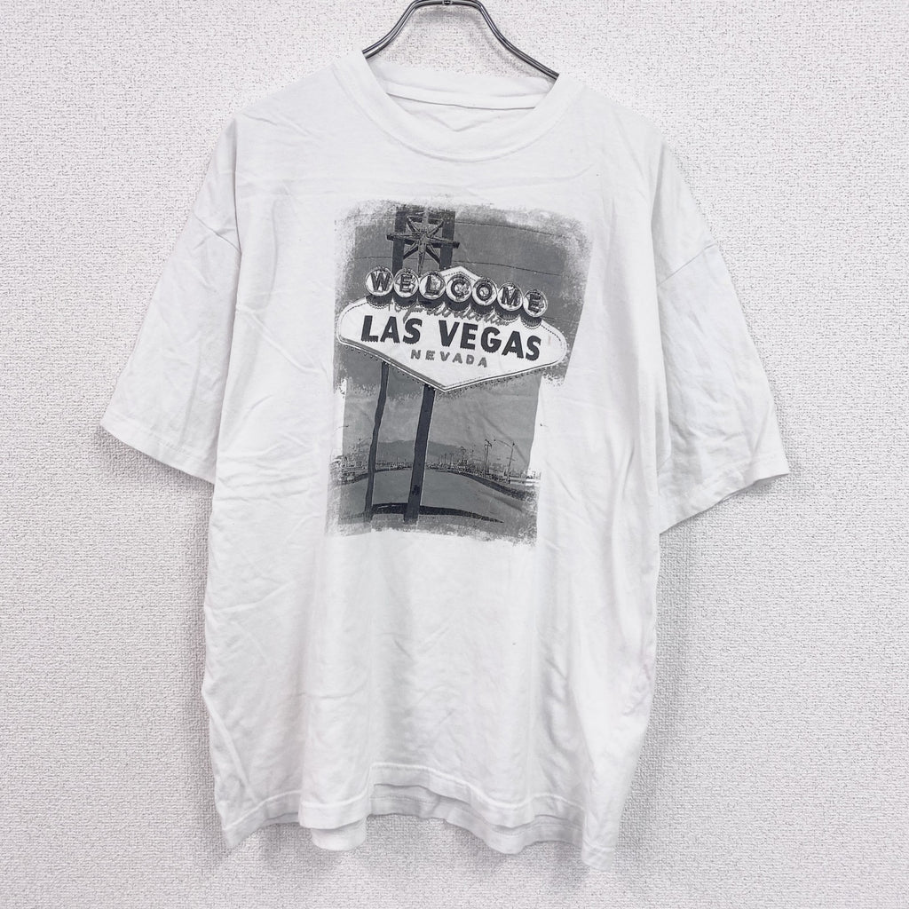 半袖プリントTシャツ　Las Vegas　ラスベガス　ス―べニア　白　ホワイト カットソー メンズ 古着