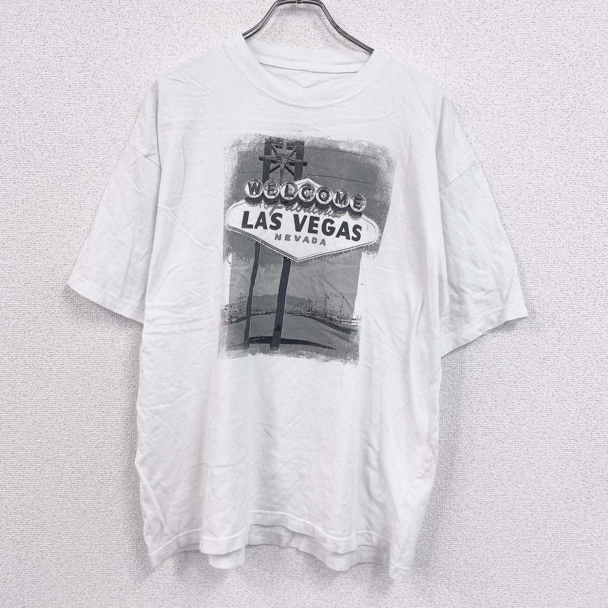 半袖プリントTシャツ　Las Vegas　ラスベガス　ス―べニア　白　ホワイト カットソー メンズ 古着