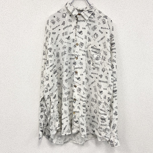 CARDCHE　長袖シャツ　総柄　白　ホワイト　２XLサイズ