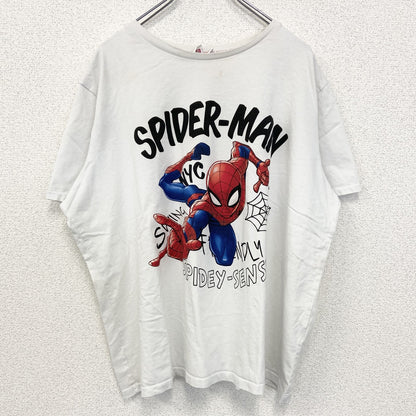 古着 used　MARVEL　マーベル コミック　オリジナル半袖プリントTシャツ　スパイダーマン　クルーネック　白　2XLサイズ