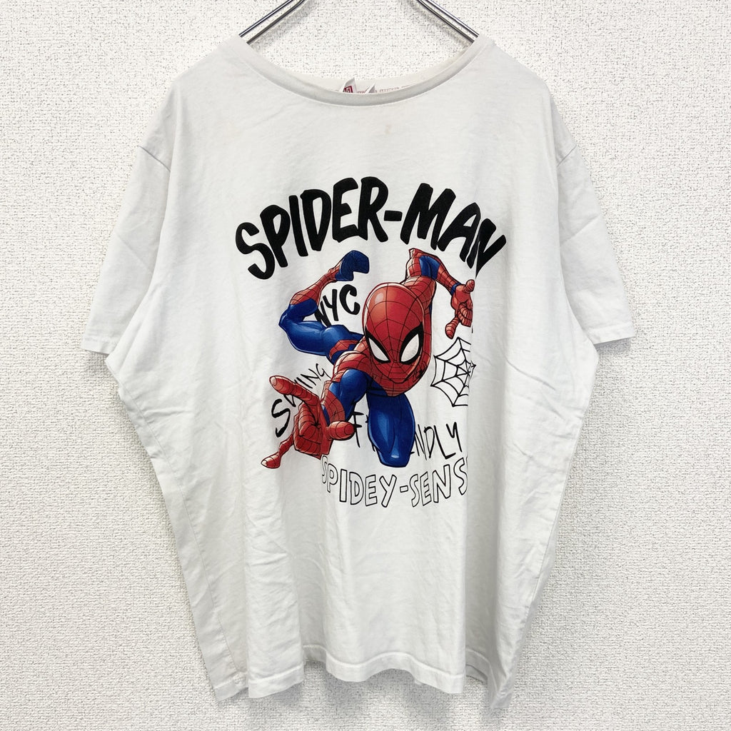 MARVEL　マーベル コミック　オリジナル半袖プリントTシャツ　スパイダーマン　クルーネック　白　ホワイト　2XLサイズ　古着