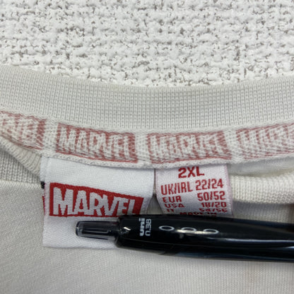 古着 used　MARVEL　マーベル コミック　オリジナル半袖プリントTシャツ　スパイダーマン　クルーネック　白　2XLサイズ