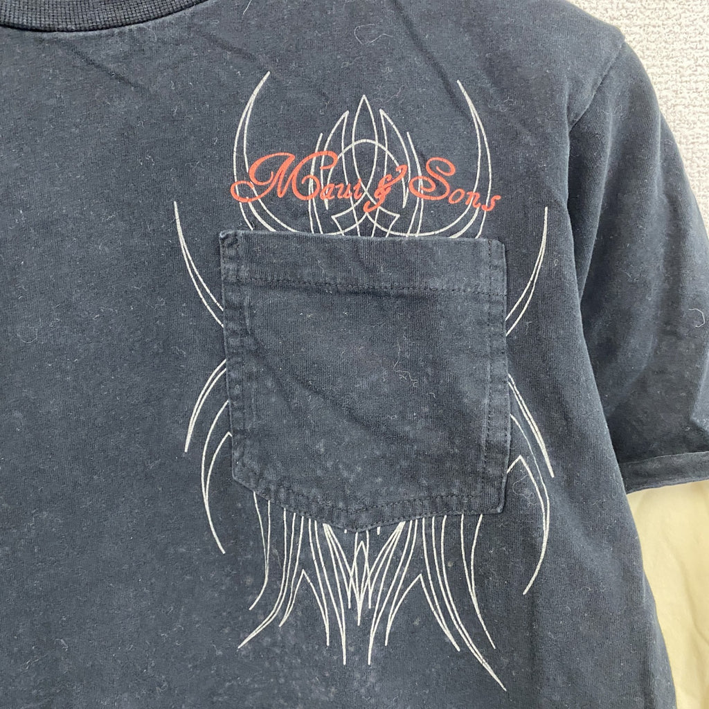 MAUI　長袖Tシャツ/ロンT　フェイクレイヤード　バイカラー　黒　ブラック　アイボリー　XXL13－14サイズ　古着