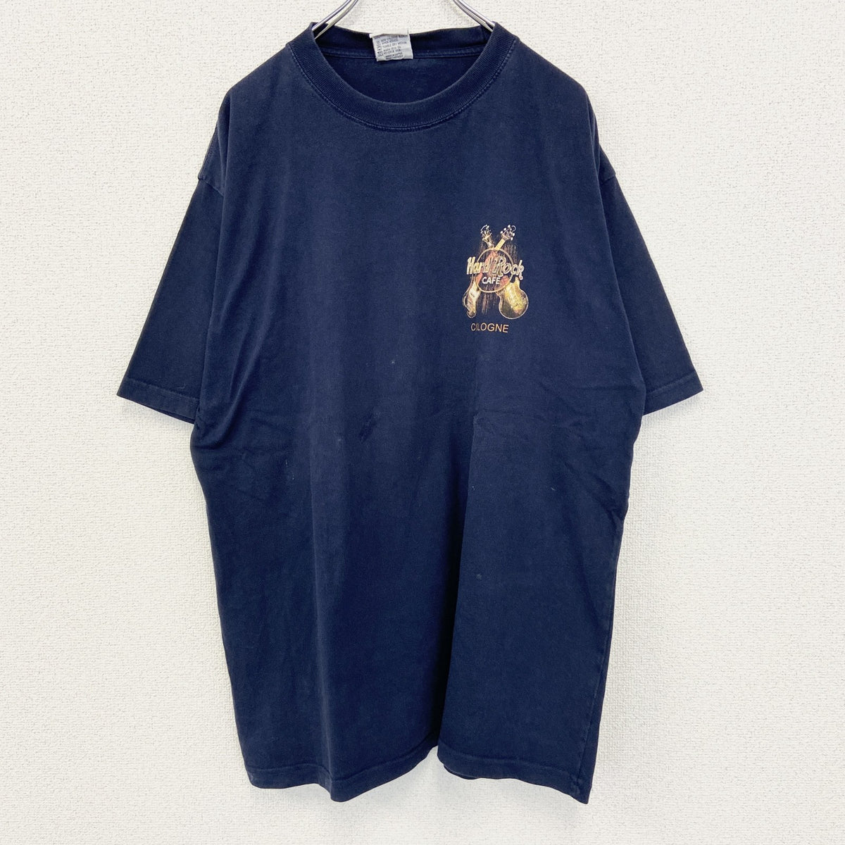 Hard Rock CAFE 　半袖プリントビッグTシャツ　レストラン　クルーネック　ネイビー　紺　XLサイズ　古着