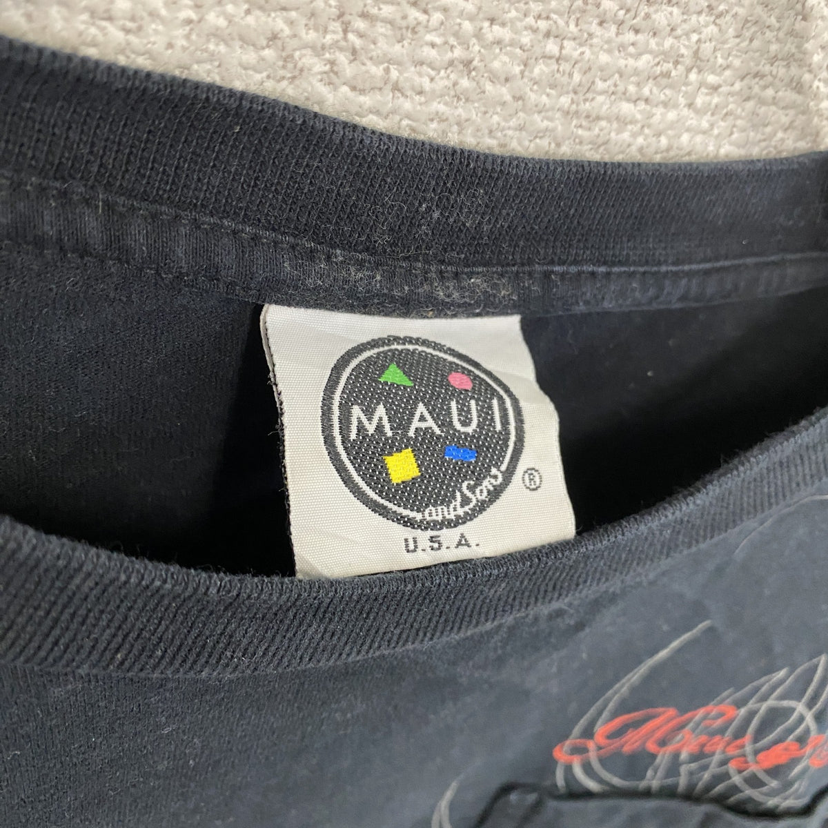 MAUI　長袖Tシャツ/ロンT　フェイクレイヤード　バイカラー　黒　ブラック　アイボリー　XXL13－14サイズ　古着