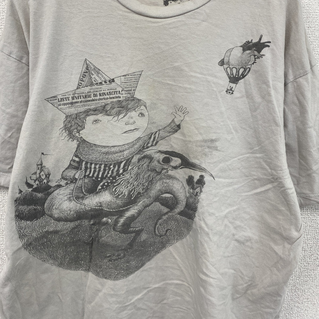 Threadless　スレッドレス　ロジェリオプール　半袖プリントイラストTシャツ　クルーネック　灰色　グレー　Lサイズ カットソー メンズ コットン 古着