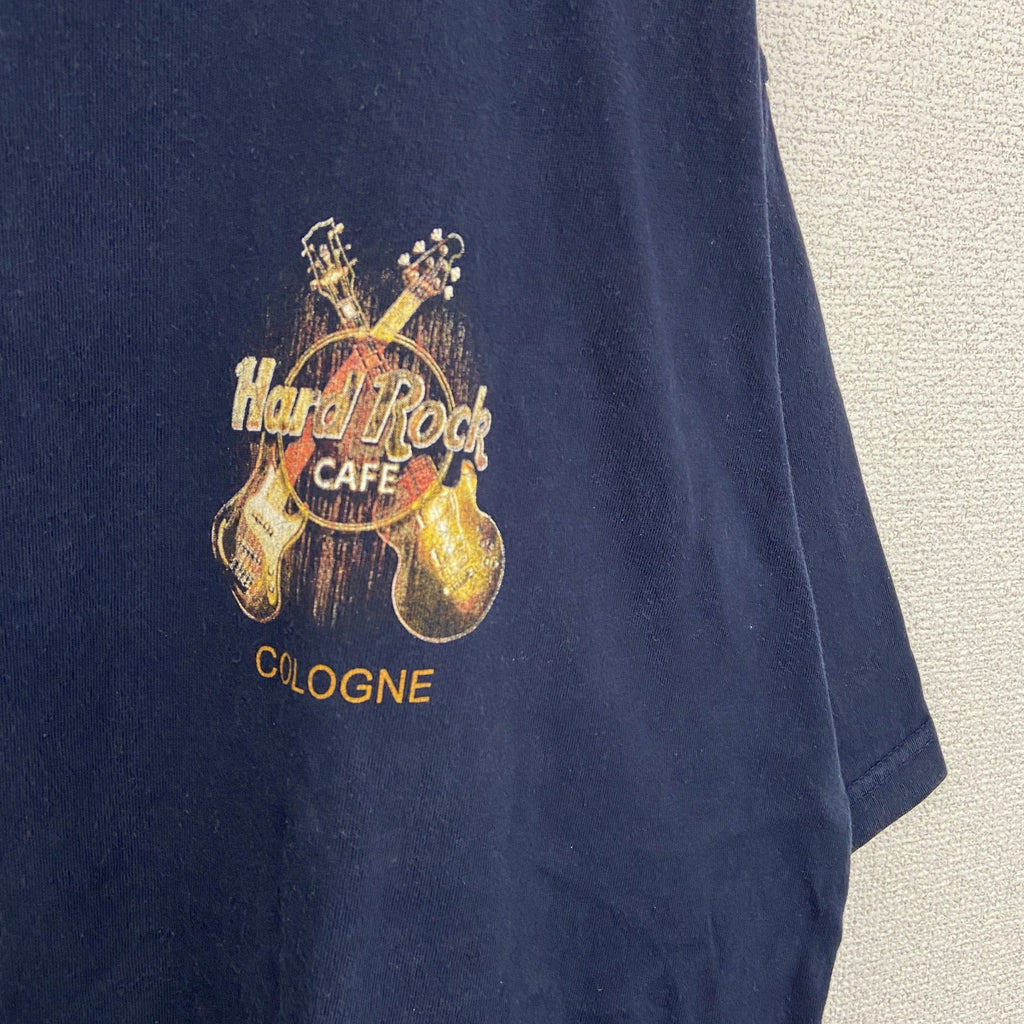 Hard Rock CAFE 　半袖プリントビッグTシャツ　レストラン　クルーネック　ネイビー　紺　XLサイズ　古着