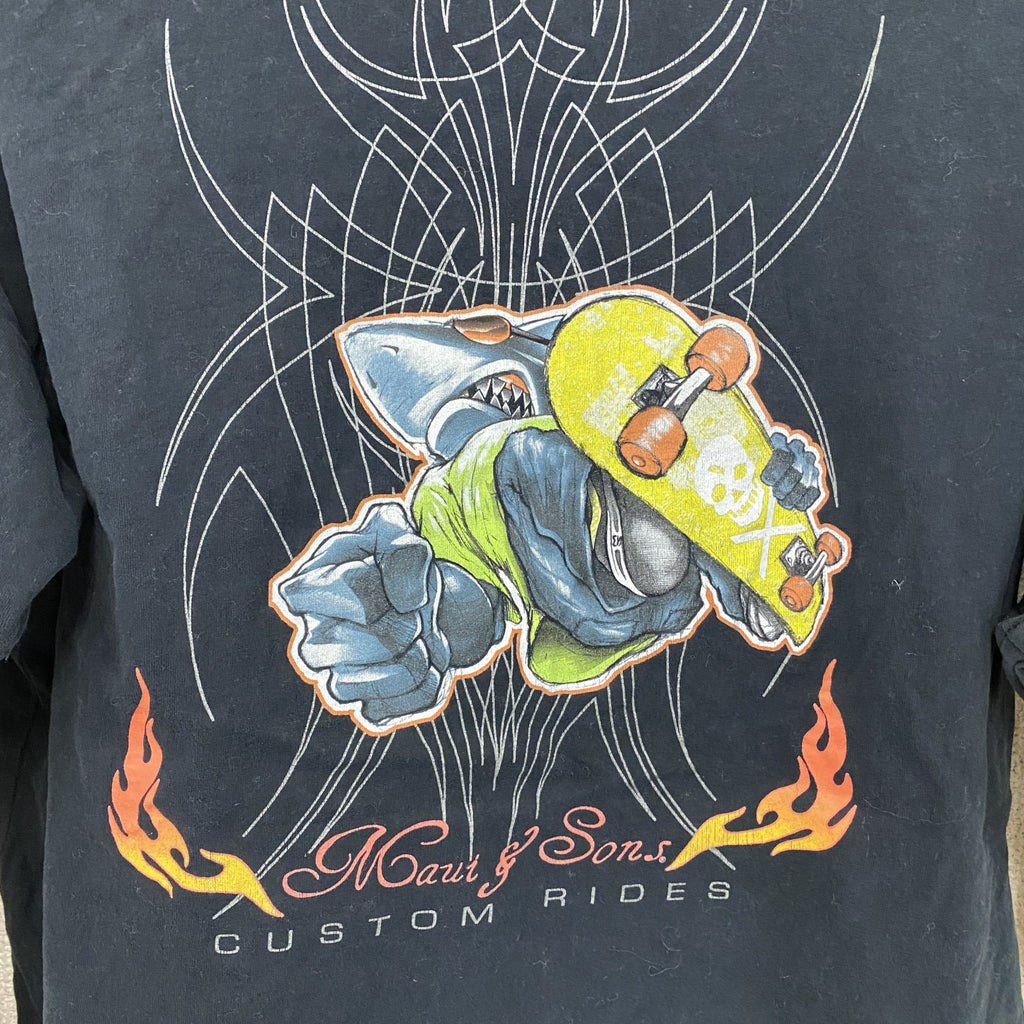 MAUI　長袖Tシャツ/ロンT　フェイクレイヤード　バイカラー　黒　ブラック　アイボリー　XXL13－14サイズ　古着