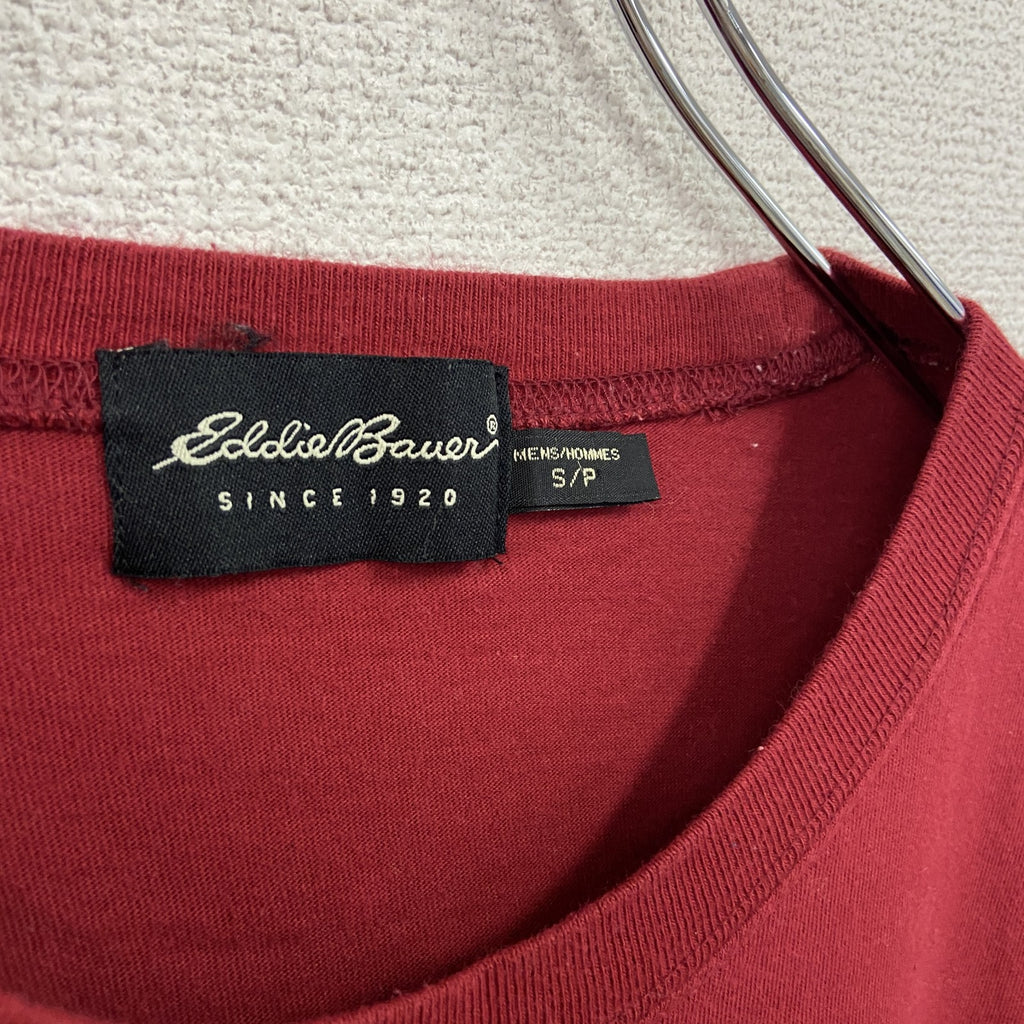 Eddie Bauer　エディーバウアー　半袖プリントＴシャツ　赤色　レッド　Sサイズ Tシャツ カットソー メンズ 古着