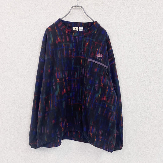 90s　NIKE ACG　ナイキエーシージー　フリースプルオーバー　三角タグ　ヴィンテージ　総柄　マルチカラー　XLサイズ