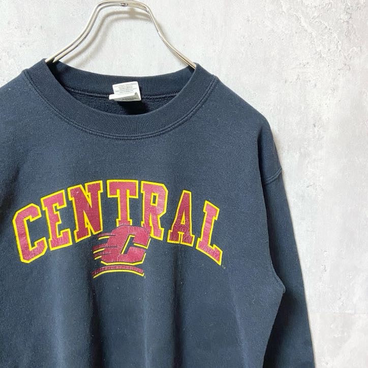 古着 used　GILDAN ギルダン　長袖プリントスウェット　トレーナー　CENTRAL　クルーネック　Sサイズ