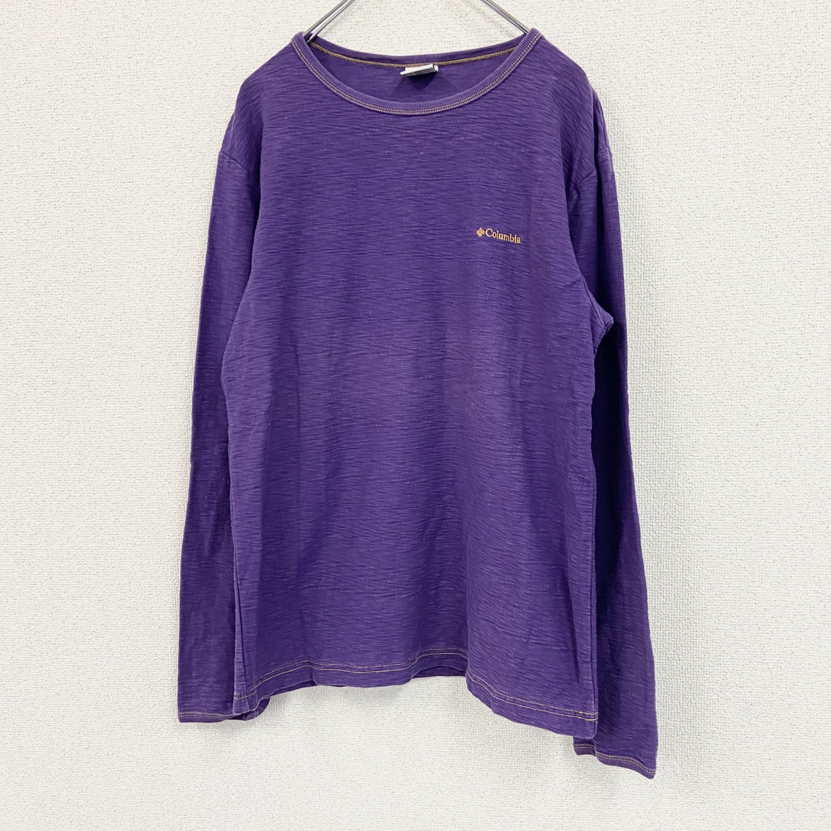Columbia　コロンビア　長袖Tシャツ/ロンT　ワンポイントロゴ　紫　パープル　Lサイズ　古着