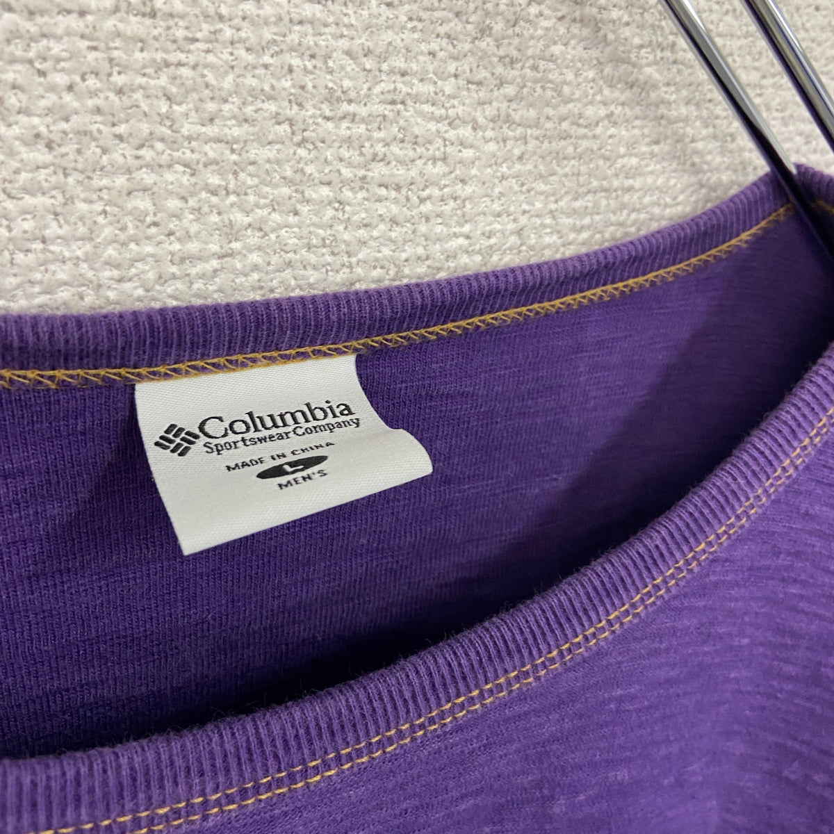 Columbia　コロンビア　長袖Tシャツ/ロンT　ワンポイントロゴ　紫　パープル　Lサイズ　古着