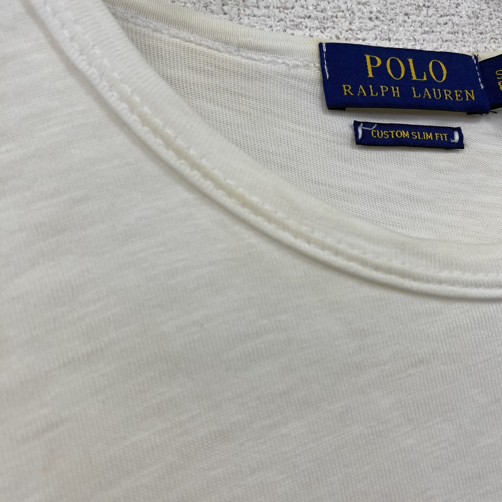 POLO RALPH LAUREN　ラルフローレン　半袖プリントTシャツ　星条旗　アーチプリント　白　ホワイト　Sサイズ　古着
