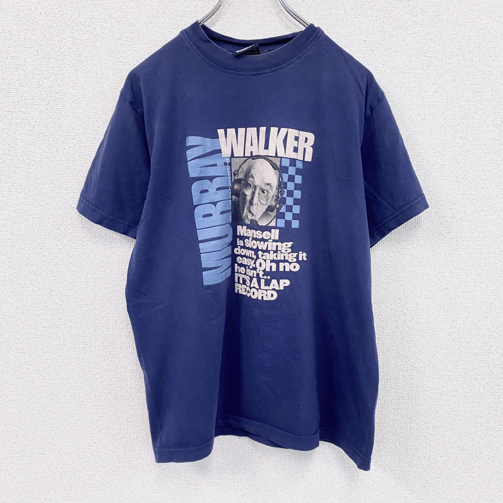 MURRAY WALKER　マレーウォーカー　半袖プリント人物Tシャツ　F1　モータースポーツ　紺　ネイビー　Mサイズ　古着