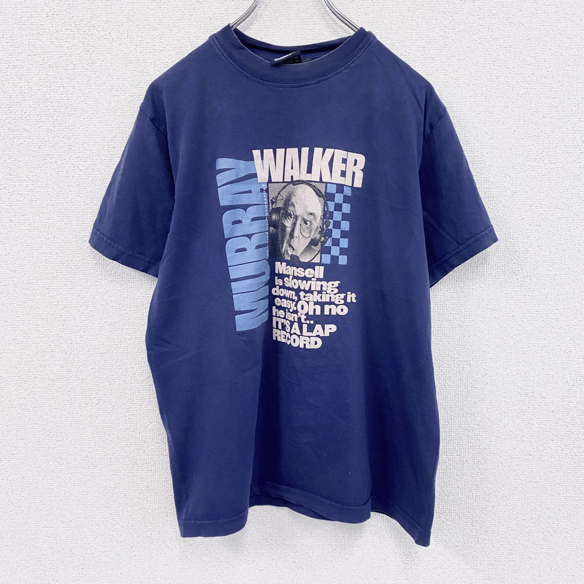 MURRAY WALKER　マレーウォーカー　半袖プリント人物Tシャツ　F1　モータースポーツ　紺　ネイビー　Mサイズ　古着