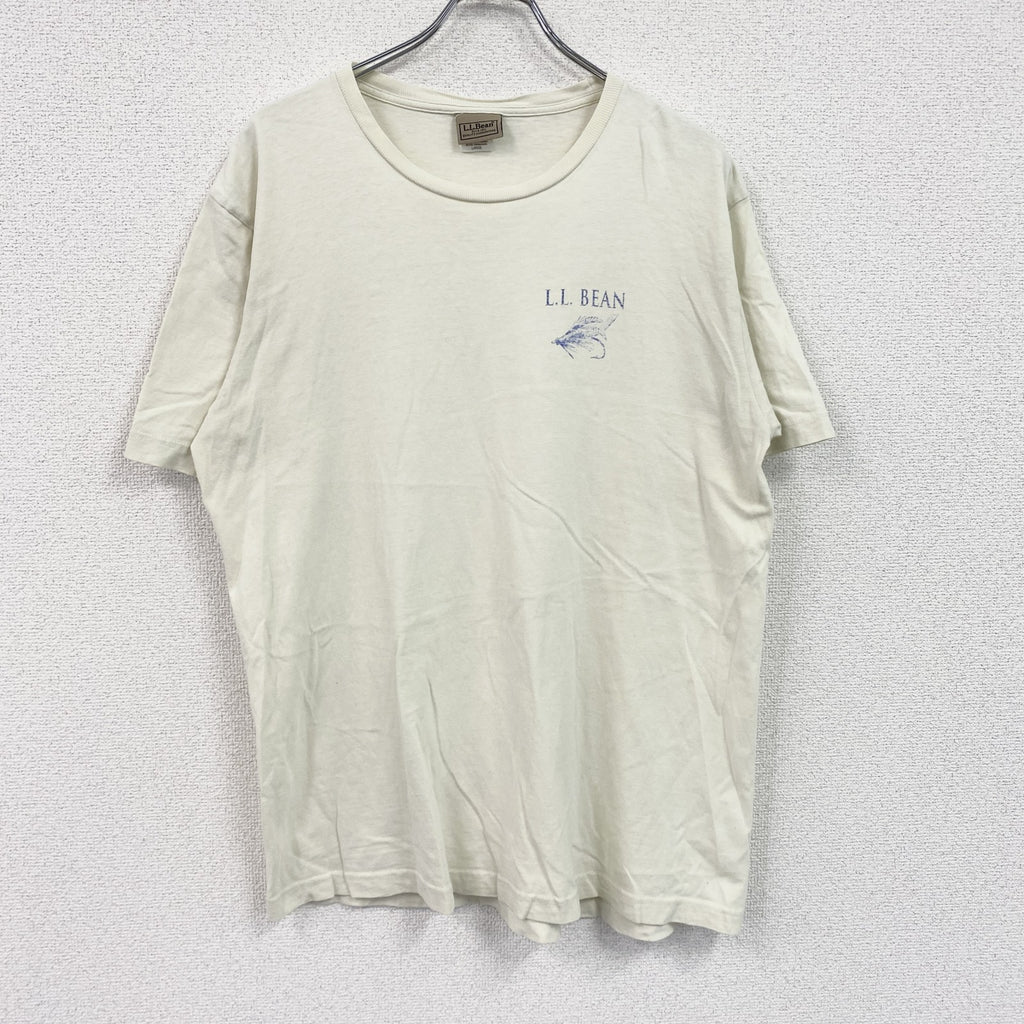 L.L.Bean　エルエルビーン　半袖プリントTシャツ　ワンポイント　アイボリー　Lサイズ　古着