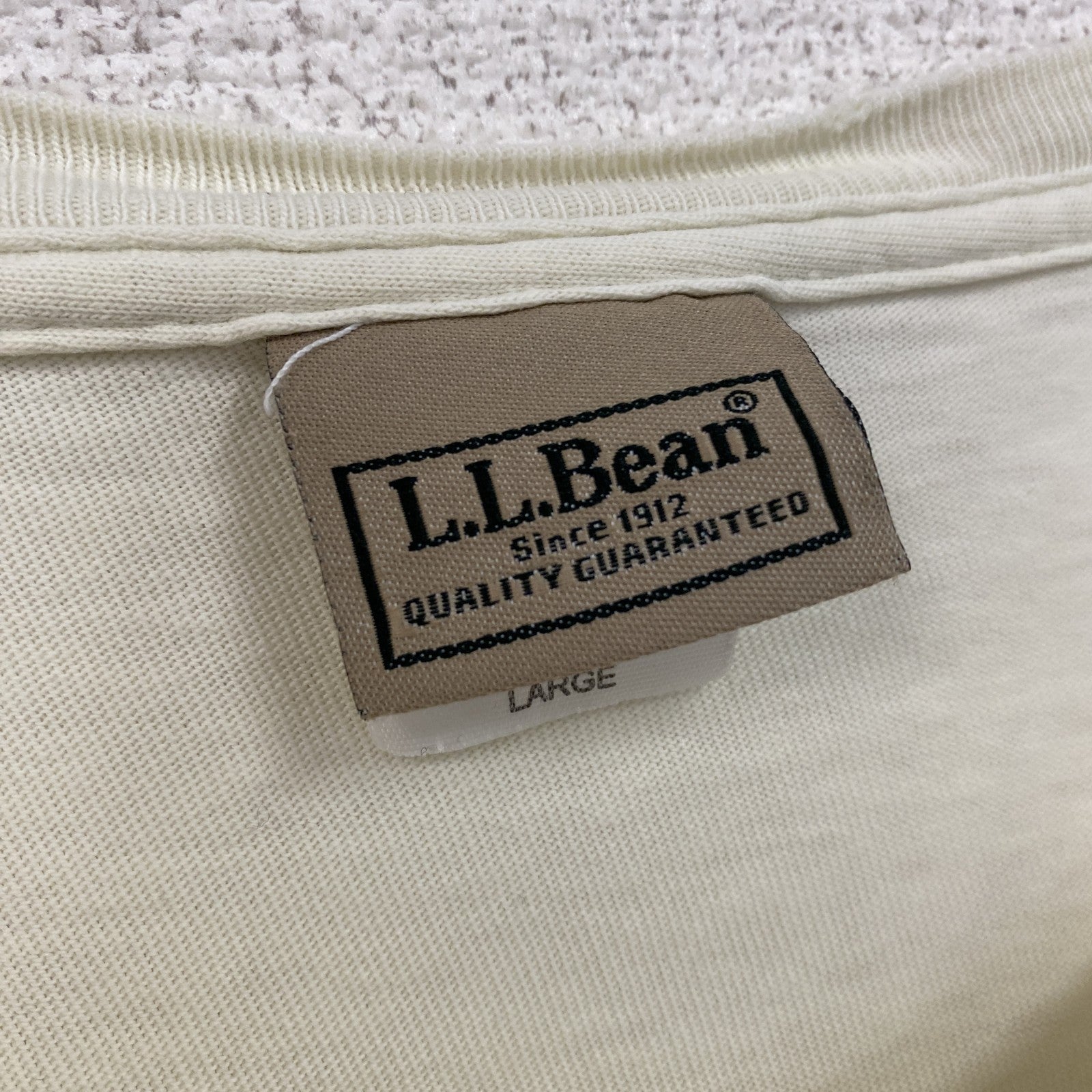 L.L.Bean　エルエルビーン　半袖プリントTシャツ　ワンポイント　アイボリー　Lサイズ　古着
