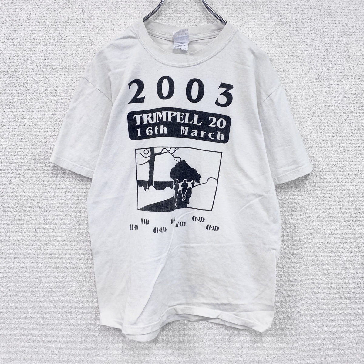 00s　GILDAN　ギルダン　半袖プリントTシャツ　TRIMPELL　ヴィンテージ　白　ホワイト　Mサイズ カットソー メンズ コットン 古着