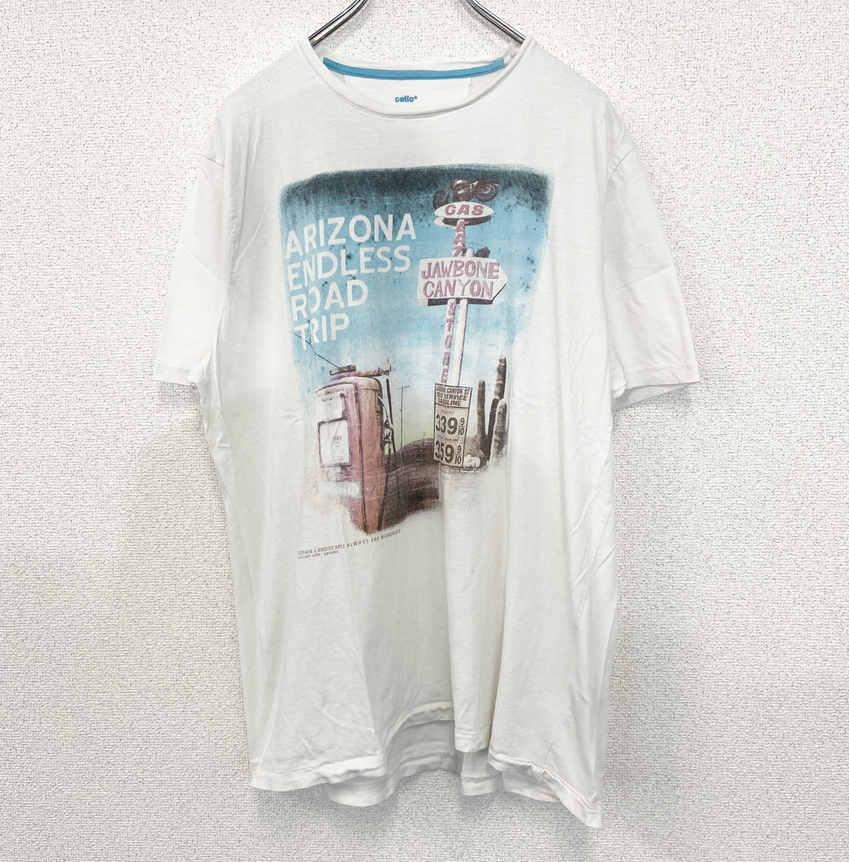 celio　半袖プリントTシャツ　シングルステッチ　アリゾナ　カジュアル　クルーネック　レトロ　白　ホワイト　XXLサイズ　古着
