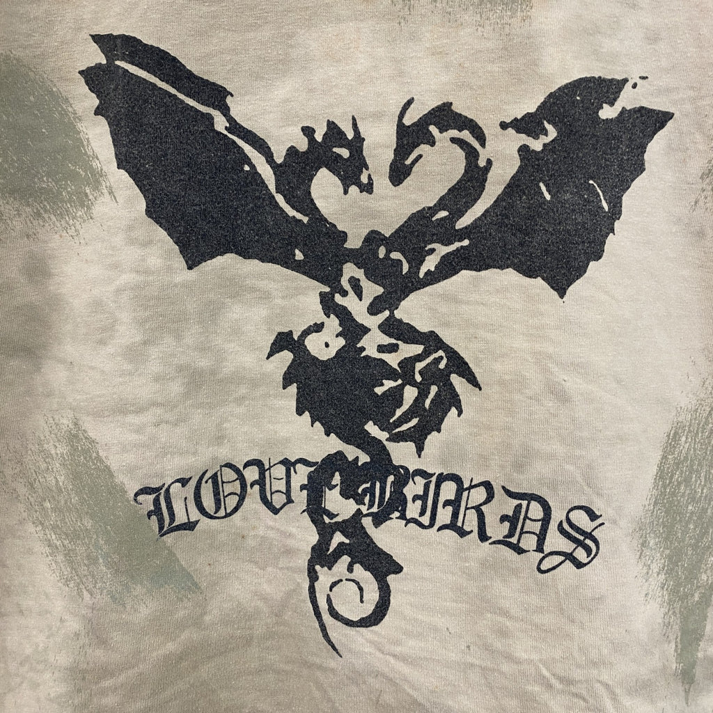 yd.　半袖プリントTシャツ　ブラックレター　ドラゴン　両面プリント　タイダイ柄　茶色　ブラウン　XLサイズ　古着