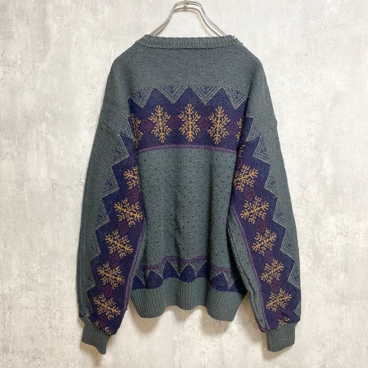 古着 used　PENDLETON ペンドルトン　70s　ヴィンテージ　長袖ノルディック柄ニット　セーター　雪刺繍　Lサイズ