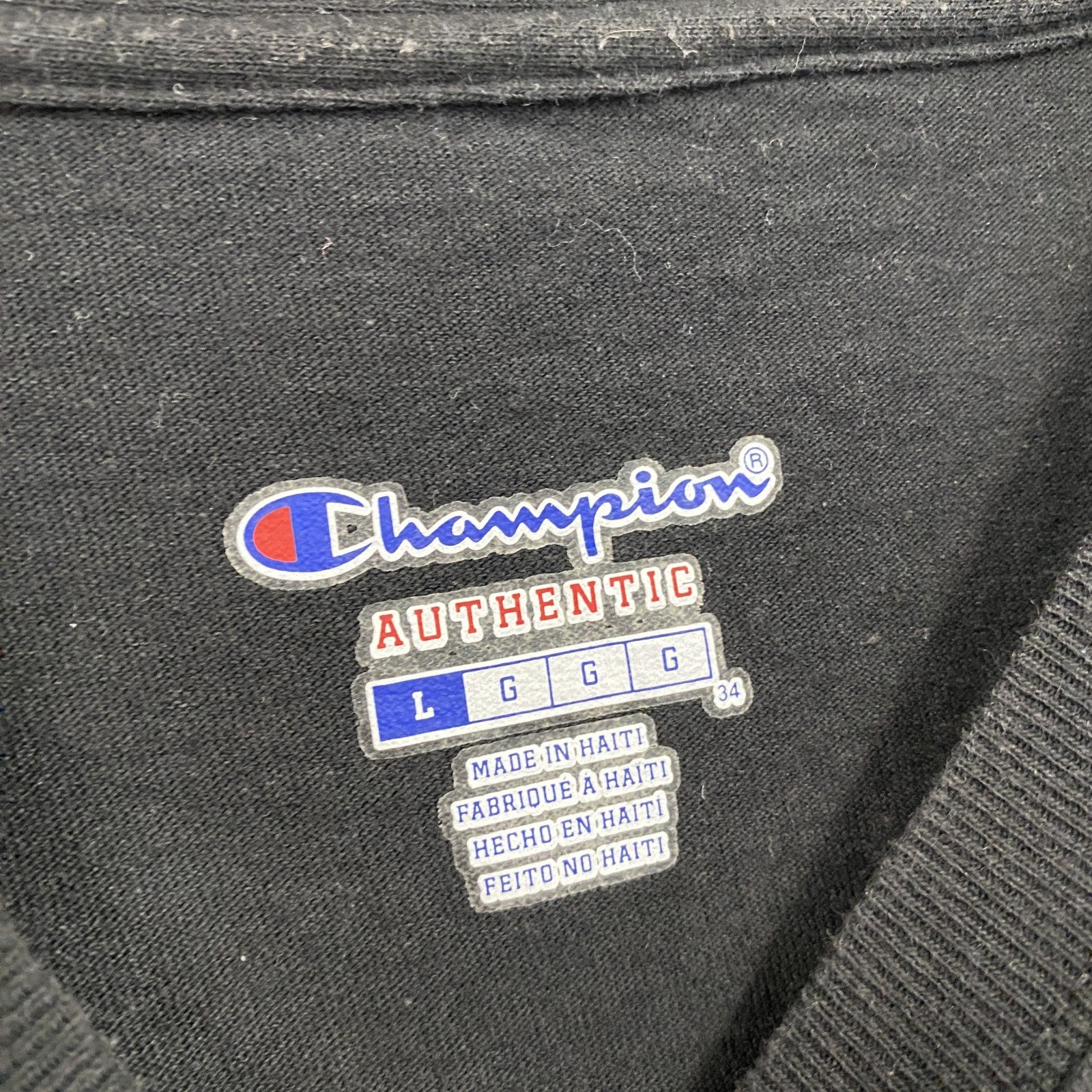 Champion　チャンピオン　半袖プリントTシャツ　アーチプリント　刺繍ロゴ　現行　黒　ブラック　Lサイズ　古着