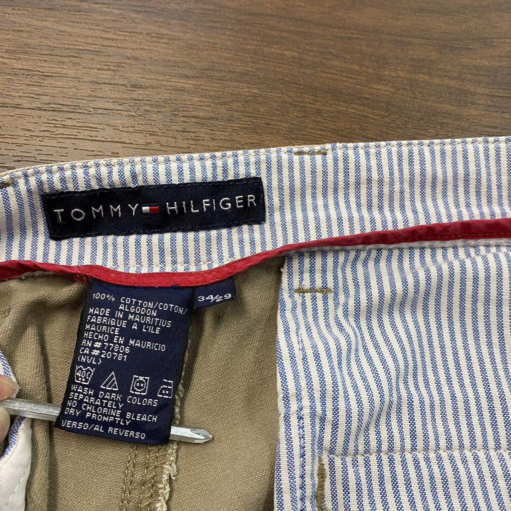90s　TOMMY HILFIGER　トミーヒルフィガー　カーゴパンツ　ジップフライ　ヴィンテージ　ベージュ　W34サイズ　古着