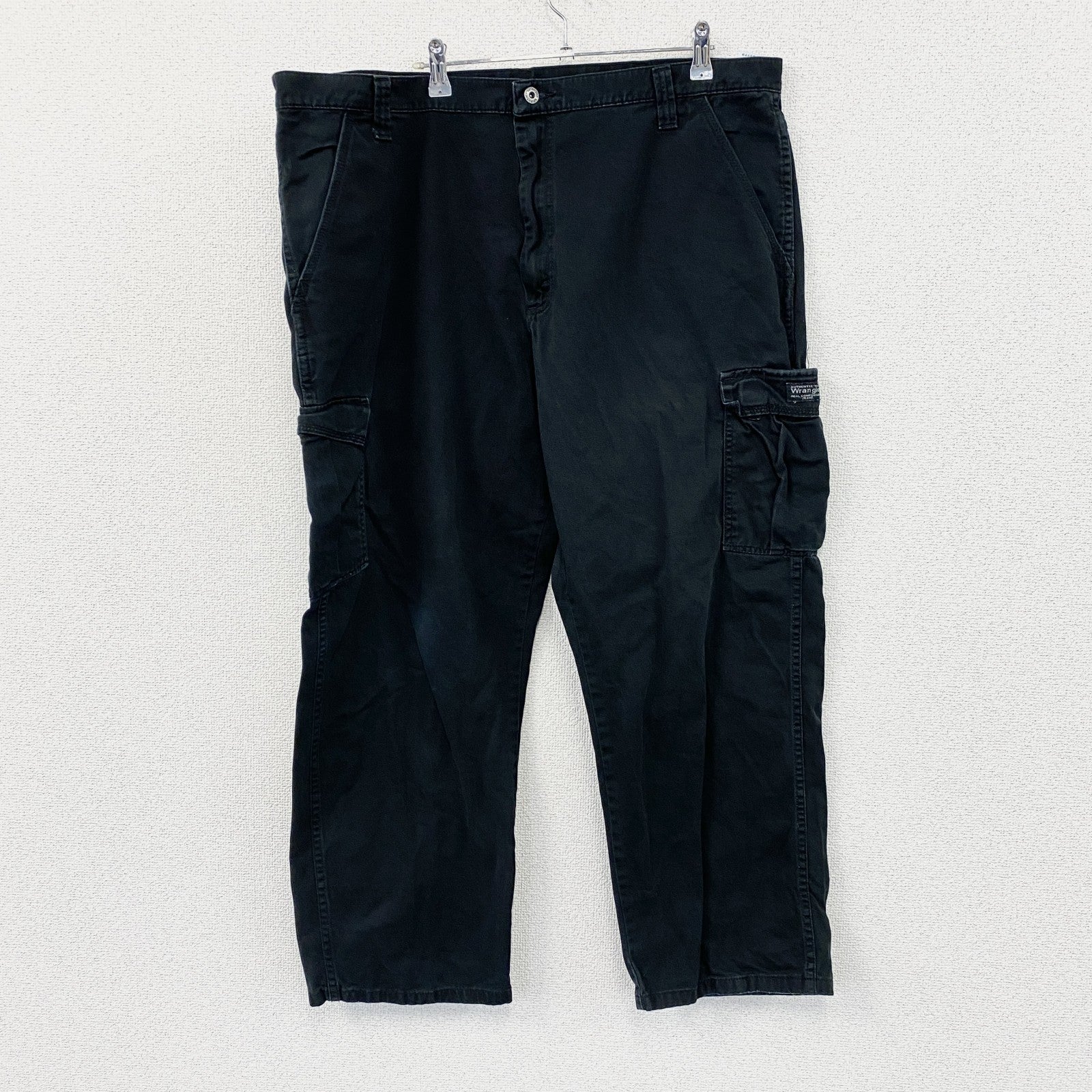 Wrangler　ラングラー　カーゴパンツ　ジップフライ　ワンポイント　黒　ブラック　W40サイズ　古着