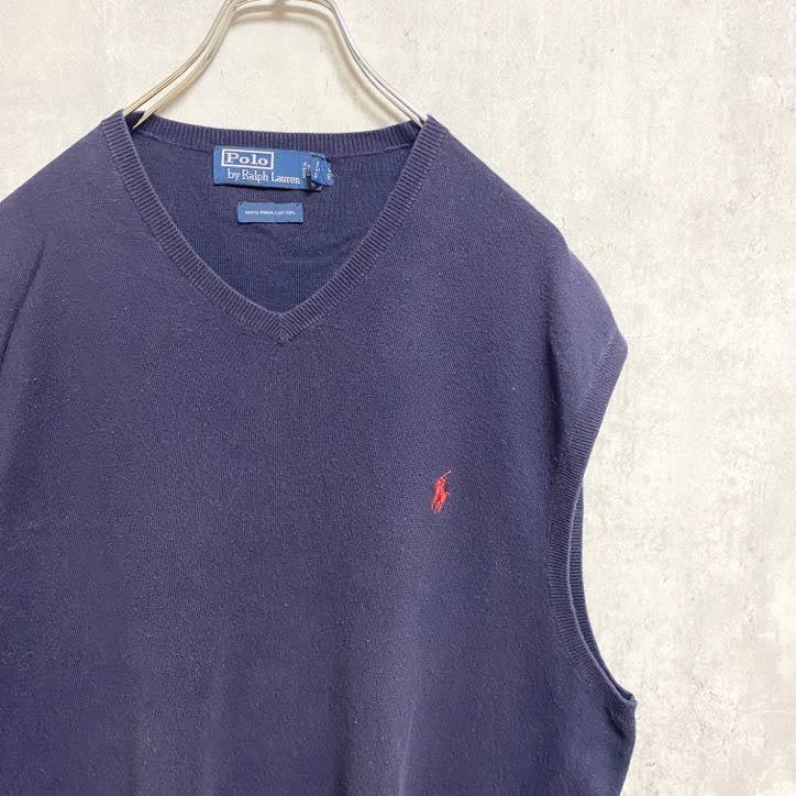 古着 used　Polo by Ralph Lauren ポロバイラルフローレン　ニットベスト　セーター　ネイビー　XLサイズ