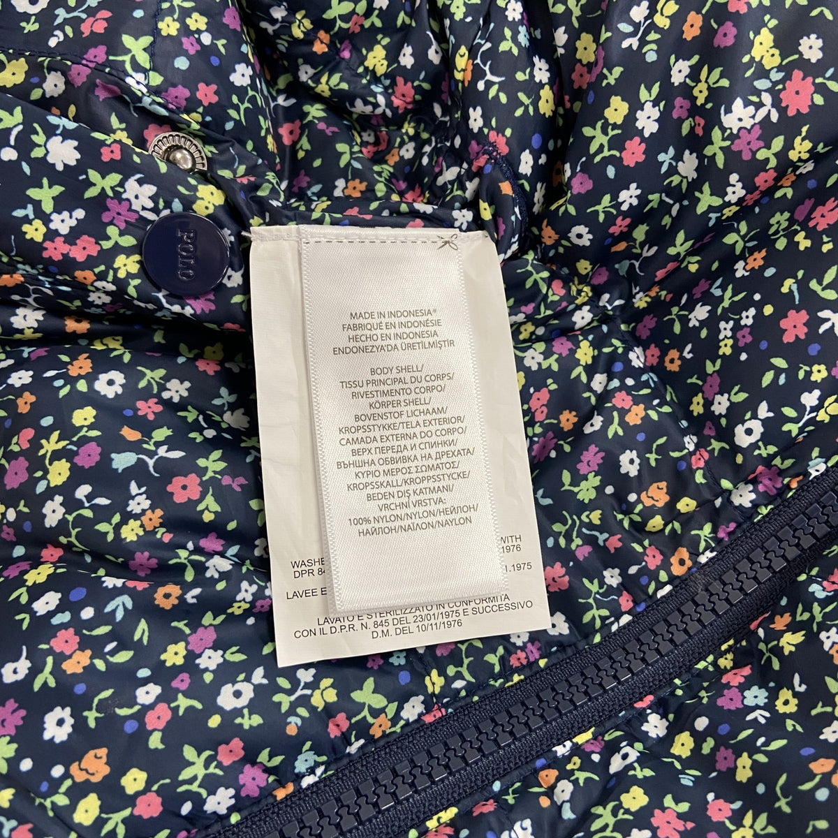 Ralph Lauren　ラルフローレン　ダウンベスト　リバーシブル　花柄　紺　ネイビー　古着