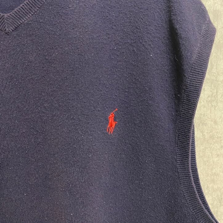 古着 used　Polo by Ralph Lauren ポロバイラルフローレン　ニットベスト　セーター　ネイビー　XLサイズ