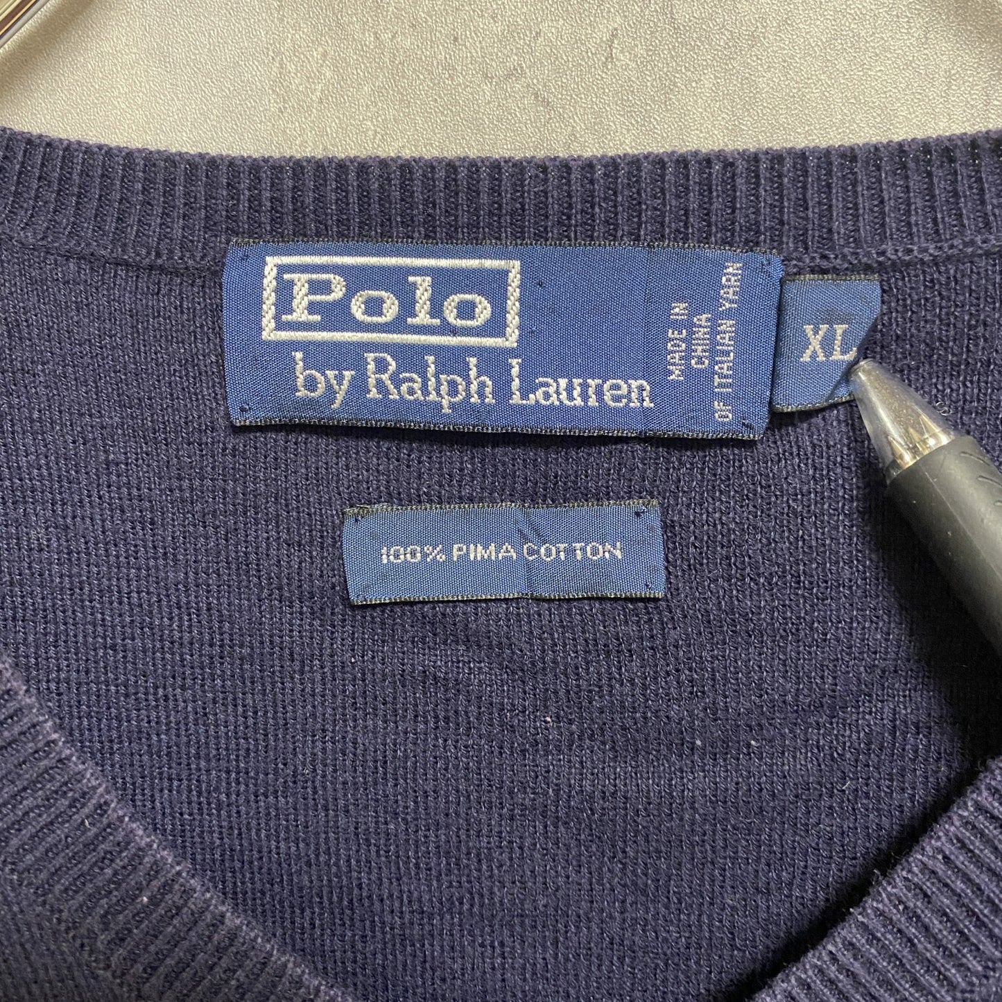 古着 used　Polo by Ralph Lauren ポロバイラルフローレン　ニットベスト　セーター　ネイビー　XLサイズ