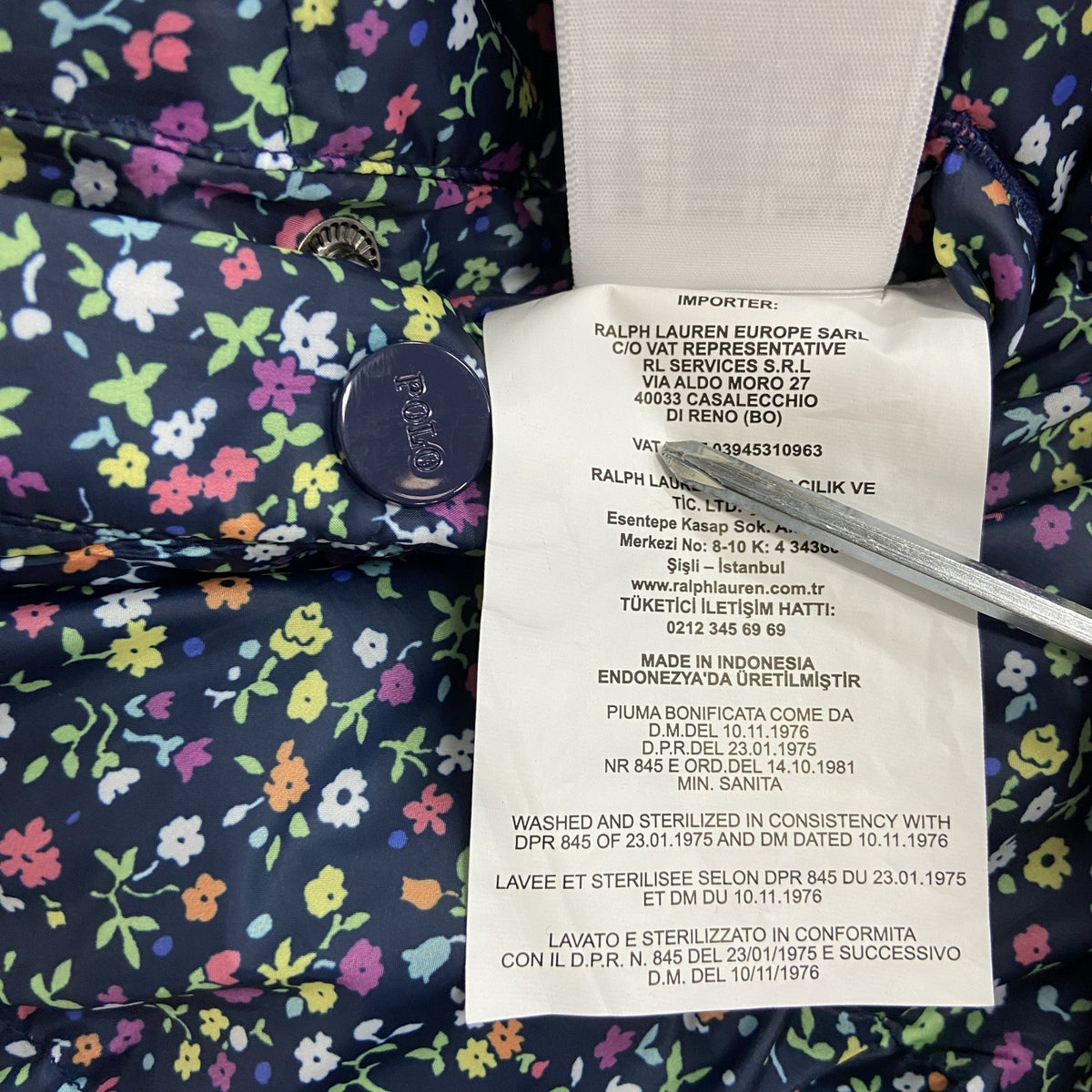 Ralph Lauren　ラルフローレン　ダウンベスト　リバーシブル　花柄　紺　ネイビー　古着