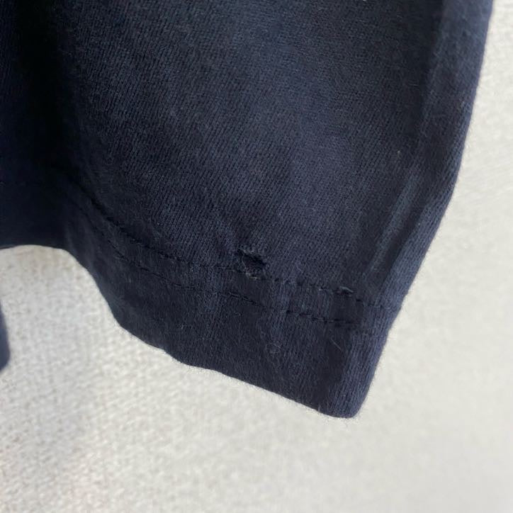半袖刺繍Tシャツ　ITALIA　イタリア　国旗　クルーネック　レトロデザイン　紺　ネイビー　Lサイズ　古着