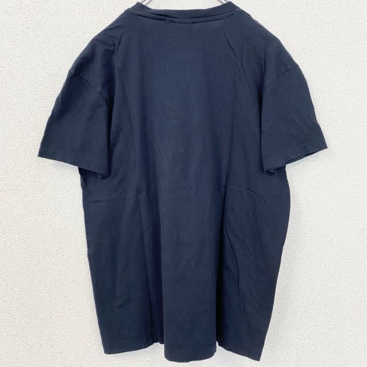 半袖刺繍Tシャツ　ITALIA　イタリア　国旗　クルーネック　レトロデザイン　紺　ネイビー　Lサイズ　古着