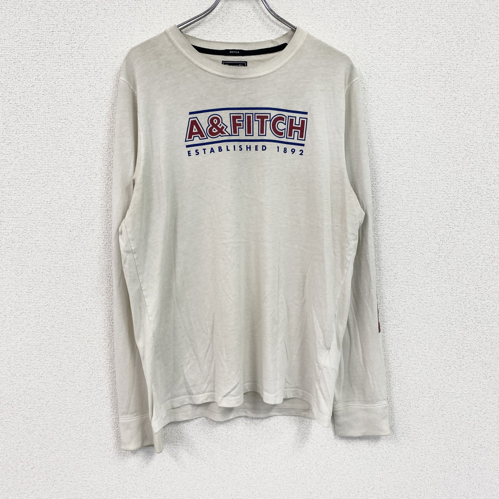 Abercrombie&Fitch　アバクロンビー&フィッッチ　長袖Tシャツ/ロンT　デカロゴ　白　ホワイト　XLサイズ　古着
