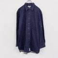 ～90s　Abercrombie&Fitch　アバクロンビー&フィッチ　プリントネルシャツ　総柄　紺　Lサイズ　　ヴィンテージ　古着