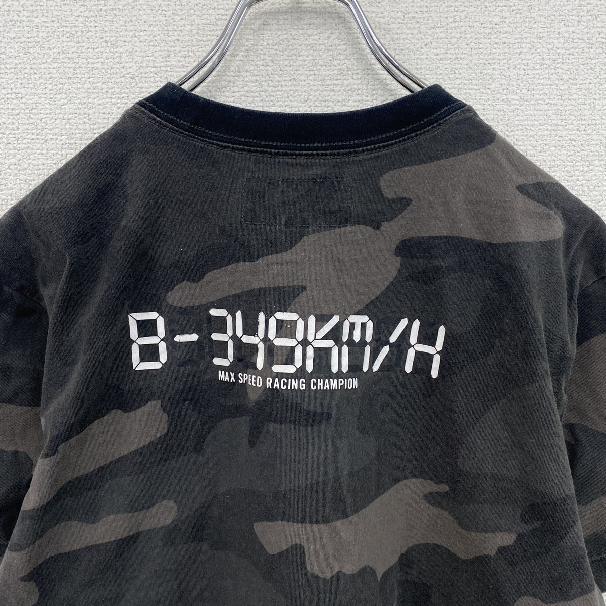 CHOCOLATE　チョコレート　半袖Tシャツ　リンガーT　カモフラ　迷彩柄　カーキ　Sサイズ　古着