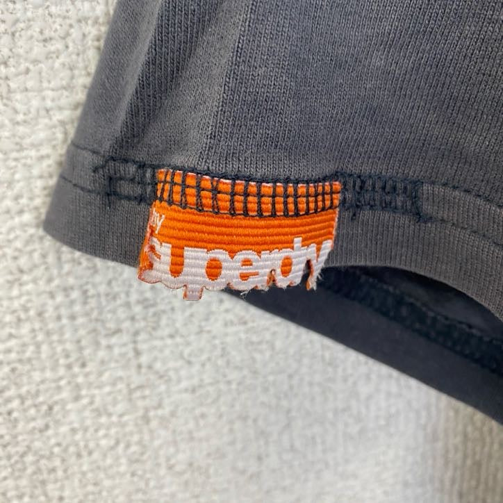 Superdry　極度乾燥　半袖プリントTシャツ　レトロデザイン　クルーネック　灰　グレー　灰色　Sサイズ　古着