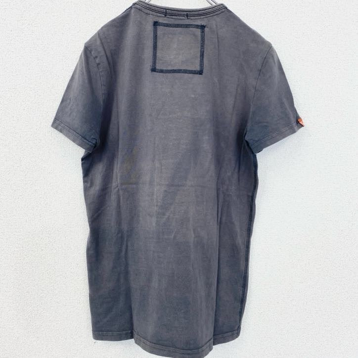 Superdry　極度乾燥　半袖プリントTシャツ　レトロデザイン　クルーネック　灰　グレー　灰色　Sサイズ　古着