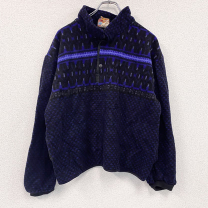 ～90s　SUNBUSTER　フリースプルオーバー　ヴィンテージ　総柄　紺　ネイビー　XLサイズ