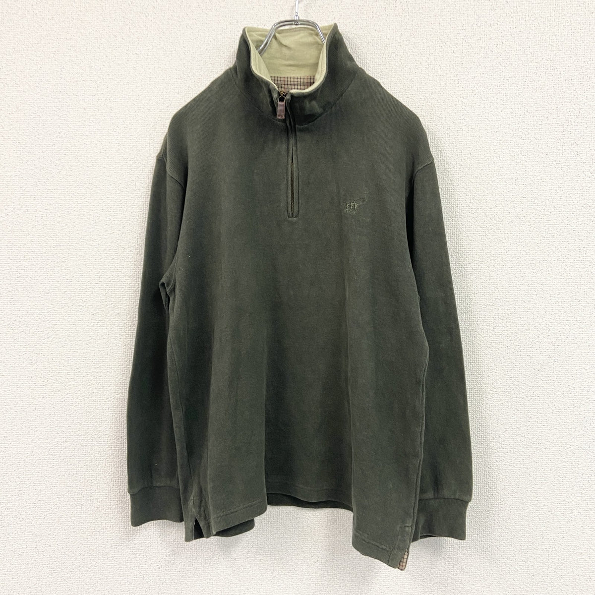 Henry Cotton's　ヘンリーコットンズ　ハーフジップニットセーター　緑　グリーン　Mサイズ メンズ 古着